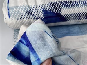 Viscosejersey - med stjerne motiver i blålige toner